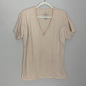 Thompson Tee Sweatproof Shirt V Neck Short Sleeves Womens Large Nude Cream